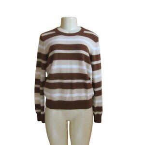 Vintage Minnierose Brown & White Stripe Cashmere Sweater SZ M